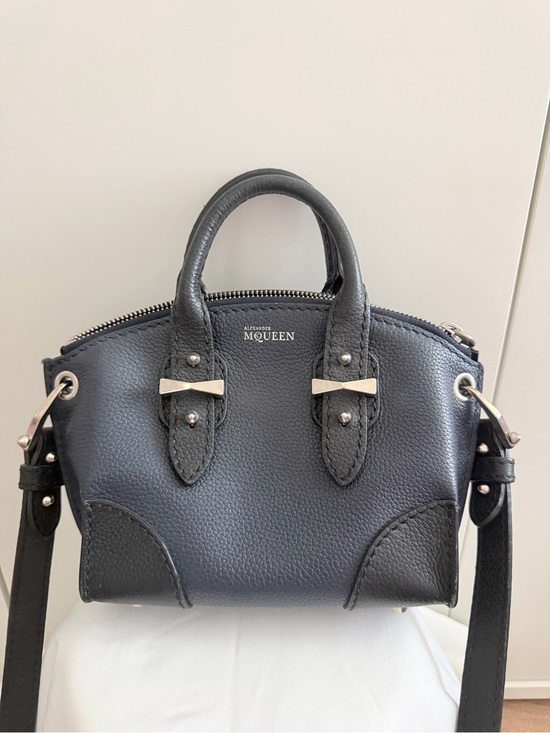 Alexander McQueen Handbags - Alexander McQueen Black Pebbled Leather Satchel